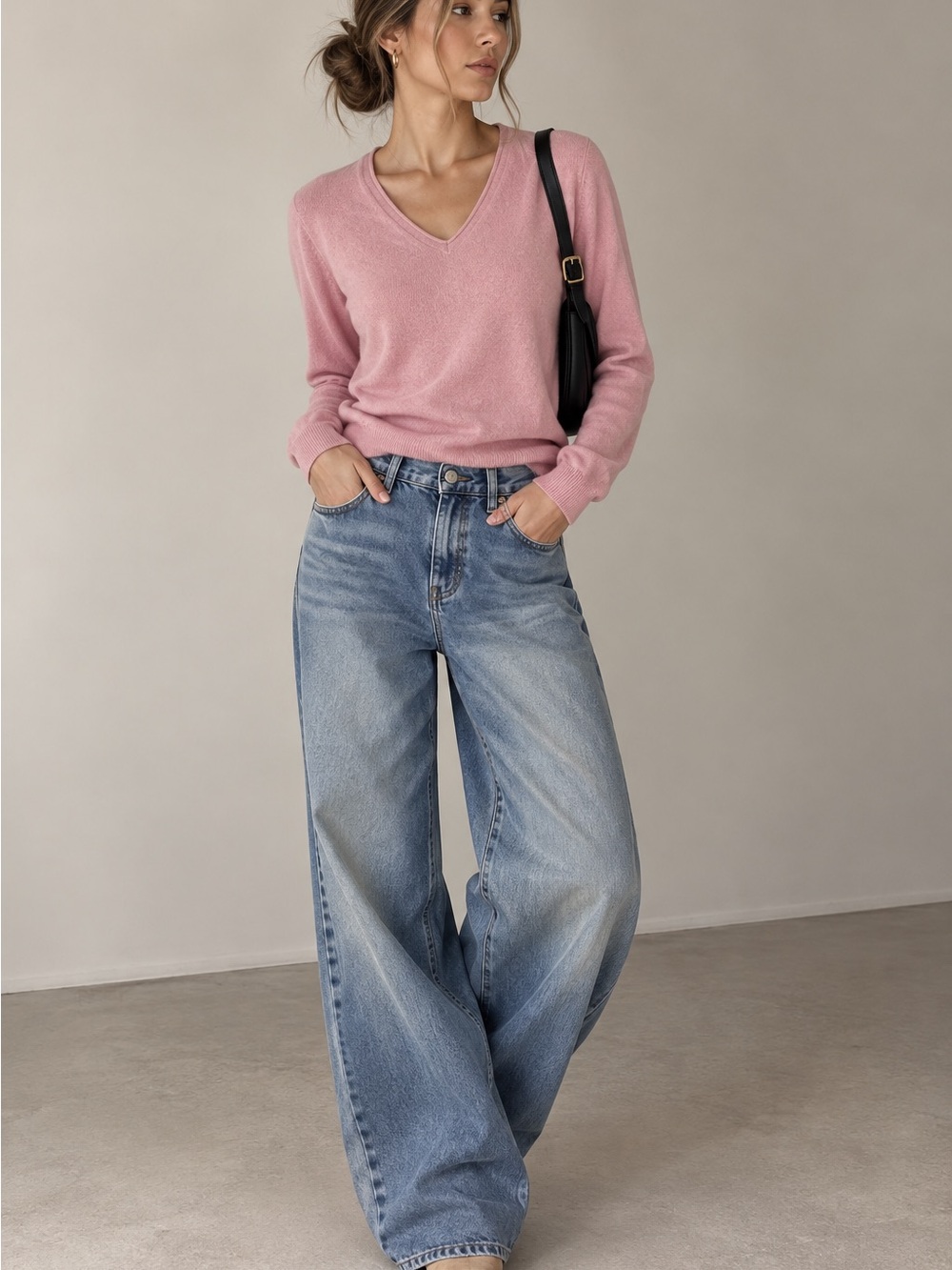 Lochmere Pure Cashmere Washable V Neck Sweater Pink Lightweight Classic Small